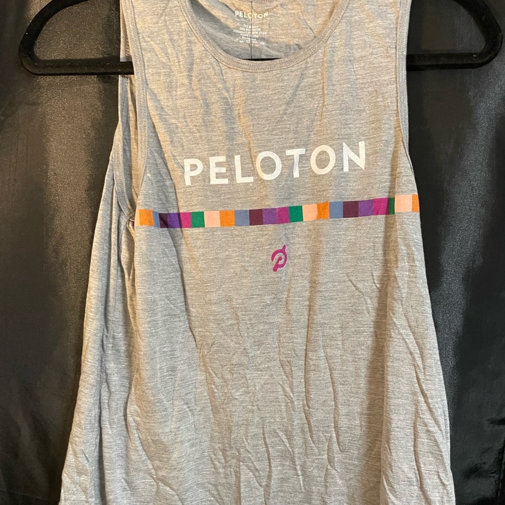 Peloton grey slash back tank